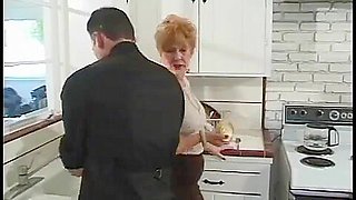 Classic Granny Diane Richards group-fucked in kitchen