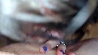 Small tit brunette gives a POV blowjob