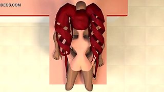 3D Hentai Anime: Redhead with Juicy Bubble Butt Hardcore Kitchen Sex