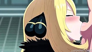 Cynthia serving the new champion