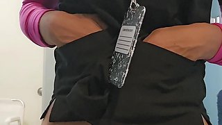 Flashing you my pussy while at work.