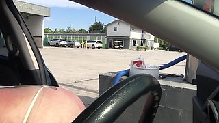 Sassy_12 Alesha vacuums her car topless.