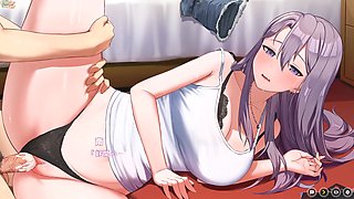 Sideways thigh hold while slamming massive man meat into the pussy