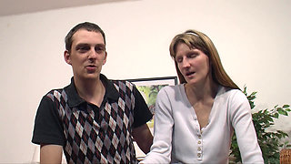 Attractive German amateur slut rides two dicks in a hot threesome