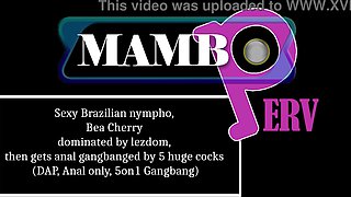Sexy Brazilian nympho, Bea Cherry dominated by lezdom, drinks p1e then gets anal gangbanged by 5 huge cocks (DAP, Anal only, Dry version, 5on1 Gangbang, lezdom, foot worship) OB478