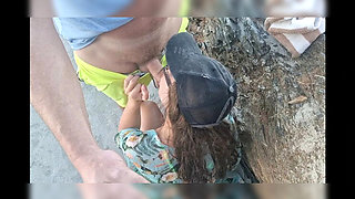 JonDickFlash Fucks Stepdaughter on Public Beach - Blowjob & Cum on Tits