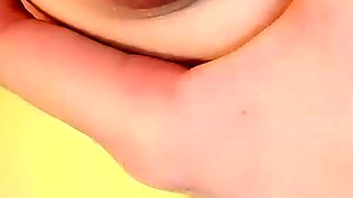 Close up on teen pussy as she pumps it