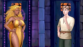 Cartoon sex simulator featuring a legendary big-busted elf and her youthful butt