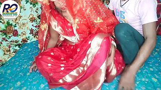 Fast time desi honeymoon video hindi audio Claire Vaise in red saree and blouse having fun