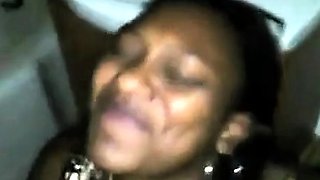 Black Homemade Cheating Slut Sucks Dick in Bathroom