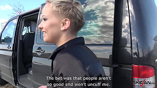 Kinky guy pick up a naughty blondie to fuck her hard