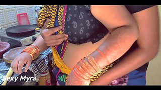 Desi Aunty Blowjob and Cumshot in Kitchen - Sexy Myra Fucks Stepson