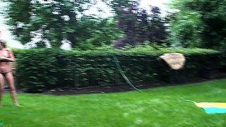 Blonde amateur girl outdoor action with cumshot