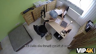 Naughty Czech teen gets her mouth and body reamed during a steamy office blowjob