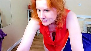 Orniest Amateur Mature Redhead swallows cum on Webcam