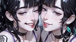 Lesbians Tongue and Kiss Fetish, Ai Animation