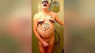 Satan slave takes a perverted piss enema