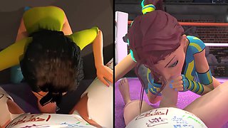 3DGSPOT Super hot Chicks Inhale A Gigantic Hard-on In SPLIT SCREEN COMP! 3 DIMENSIONAL TOON PORNO! - Juliana Grandi