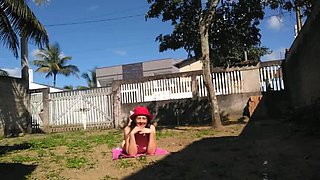 My Naughty Wife Sunbathing Naked in Our Yard - Big Ass Brazilian Amateur HD