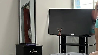 My Sexy Stepsister Comes Into My Room to Let Her Watch TV but She Can't Plug It in so I Decide to Help Her.