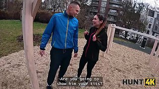 Brunette Girlfriend Rips Leggings and Sucks Stranger's Cock in Car While BF Watches - POV Cuckold Sex