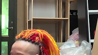 Strap on Fuck in the Messy Backroom