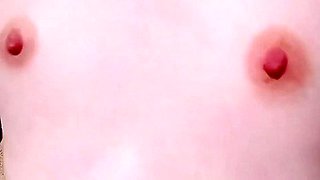 Cute Brunette With Tiny Tits Fucks A Long Rod On The Beach