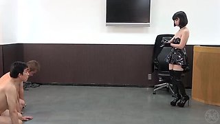 Asian Office BDSM: Boss Punishes Slave Employee with Whipping Card Game - HD Femdom Humiliation