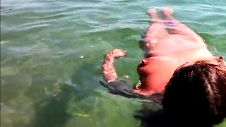 Naked Swimming MILF at the Beach