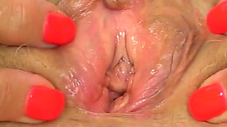 Super Hot Granny Georgie Nylons Masturbates While Wearing a Sexy Lingerie