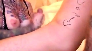 Tattooed Busty Amateurs Pleasing Big Cock on Webcam