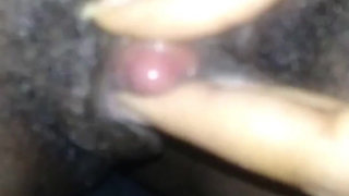 Close up Stroking My Big Clit Hairy Wet Pussy
