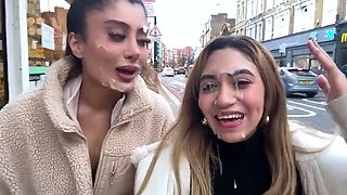 Filthy sluts walking in public with cum on their faces