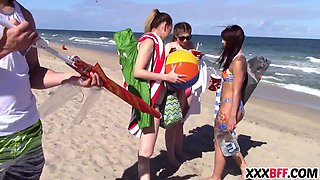 Spring break homies sharing a cock