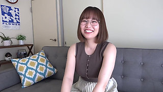 A Calm, Glasses-Wearing Girl With Big I-Cup Tits Applied For A Job. She Feels So Good On Set That She Squirts All Over The Place
